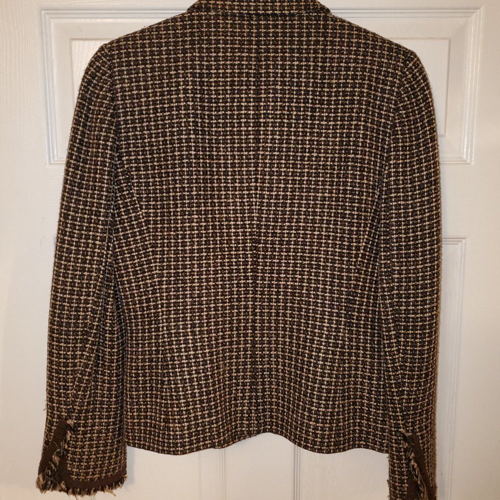 Linda Allared/Ellen Tracy Black/White Checkered Suit Jacket - sz 6 - Picture 3 of 5